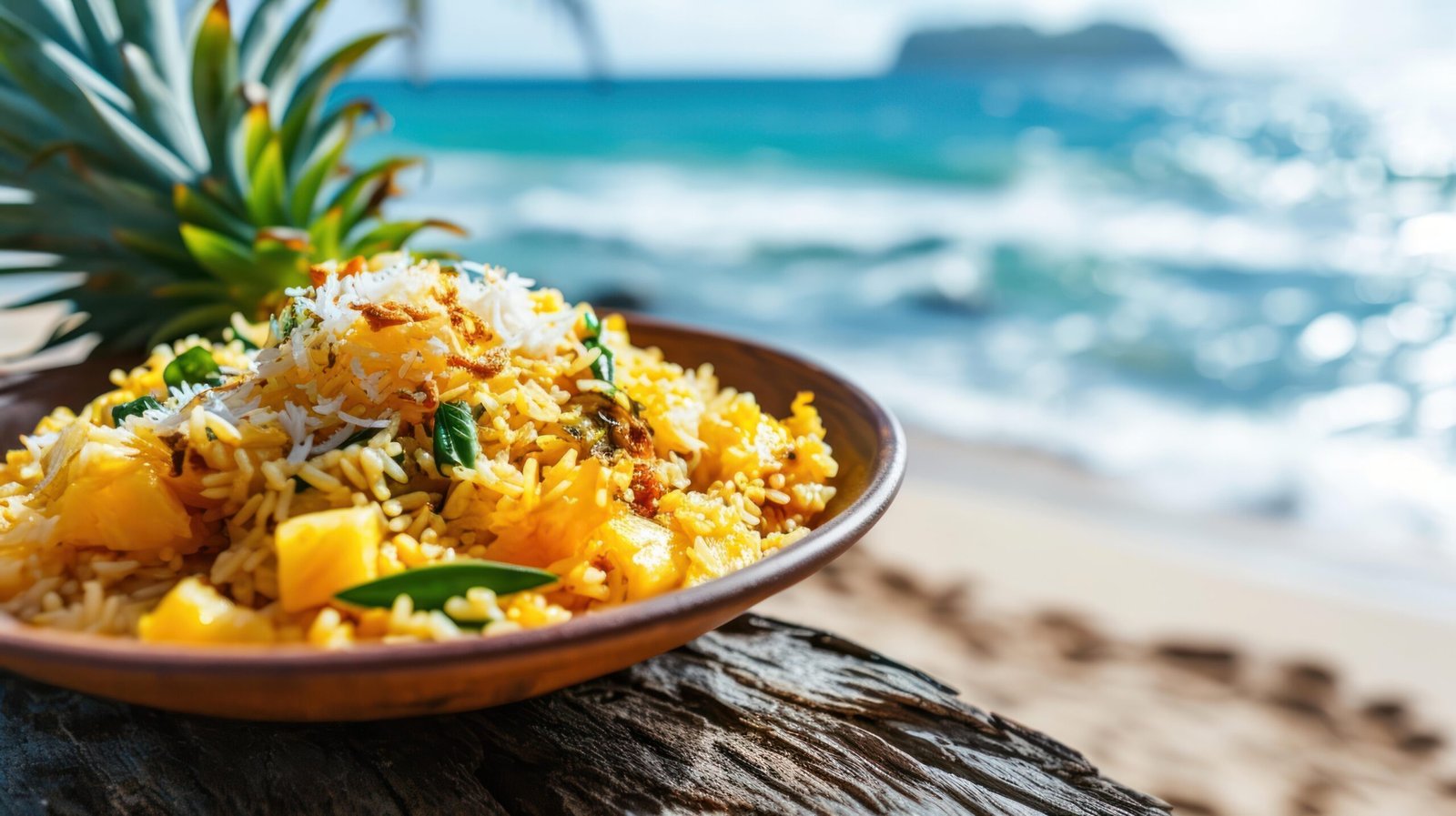 Riz sauté au poulet et ananas